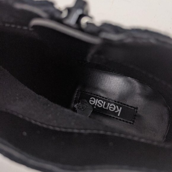 Kensie Lyden Suede Leather Ankle Booties 10 Black - Picture 7 of 10